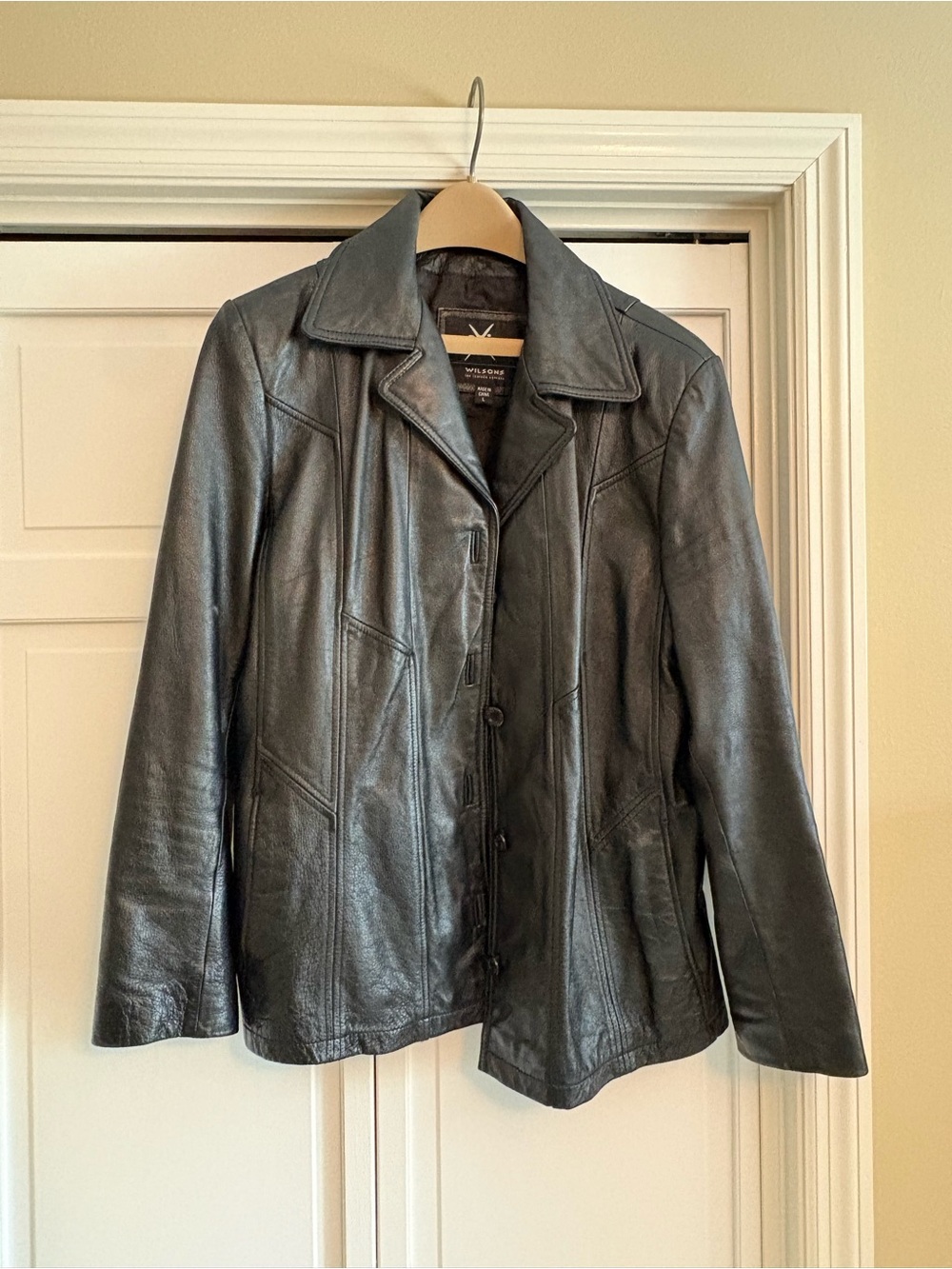 Wilson Black Leather Button-Front Women's Jacket